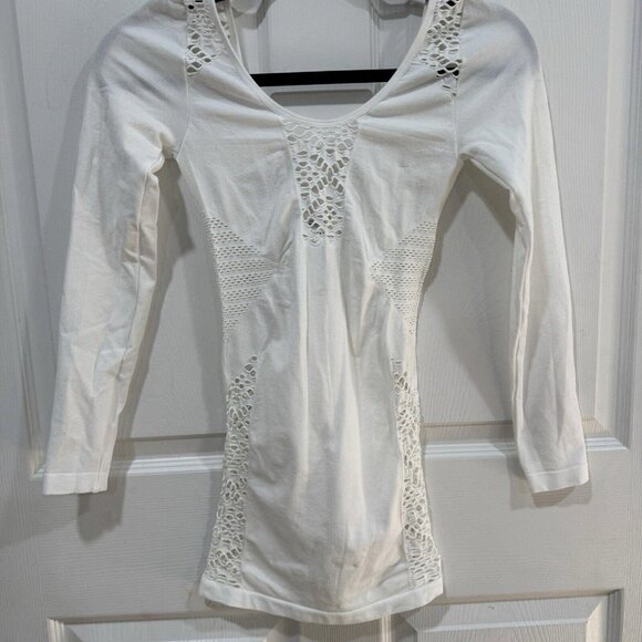 House of CB White Long Sleeve Alana Scoop‎ Stretch Knit Bodycon Mini Dress XS/S - Picture 6 of 11